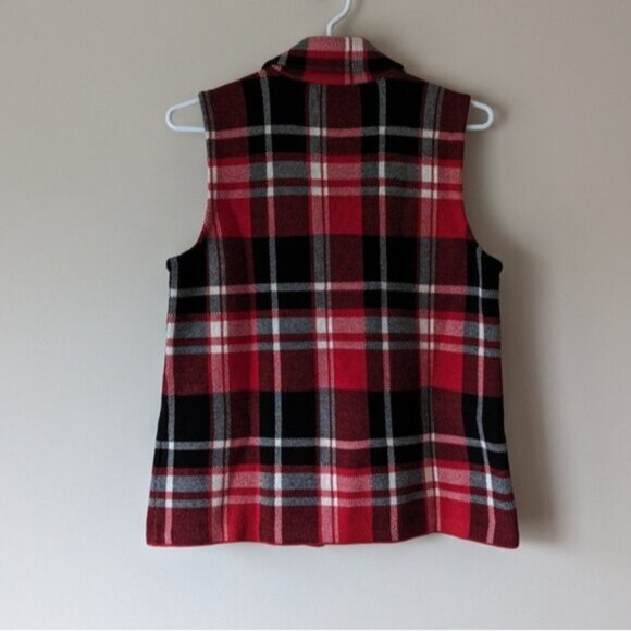 Chaps 100% cotton plaid knit asymmetrical zip vest - Picture 6 of 8